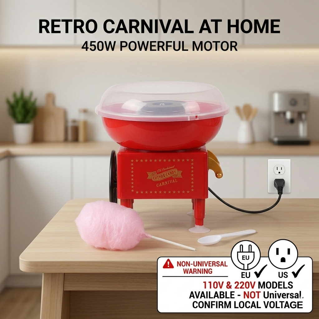Candy Floss Machine Commercial - 450W Mini Cotton Candy Maker for