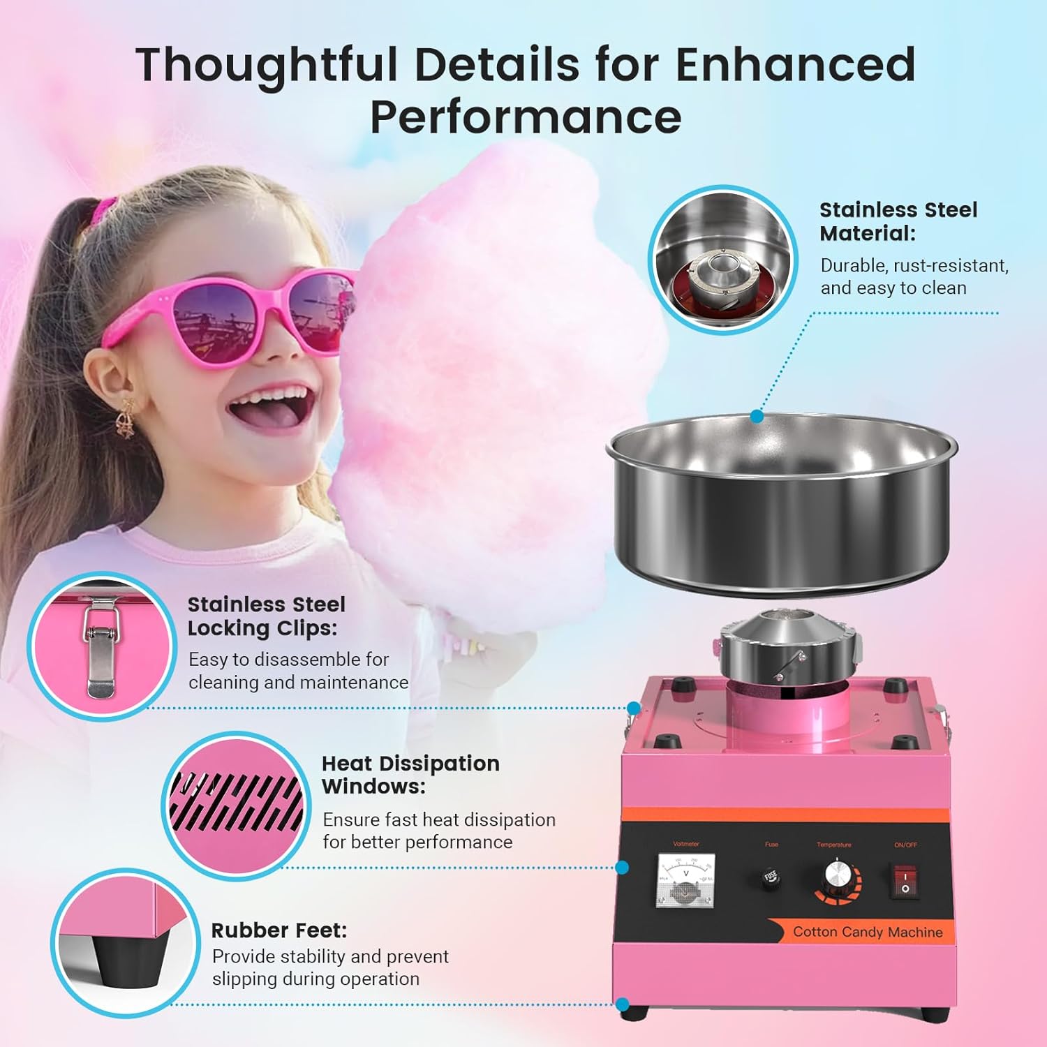 MHT2 Electric Cotton Candy Mac – обзор и цена Candy Floss Machine Commercial