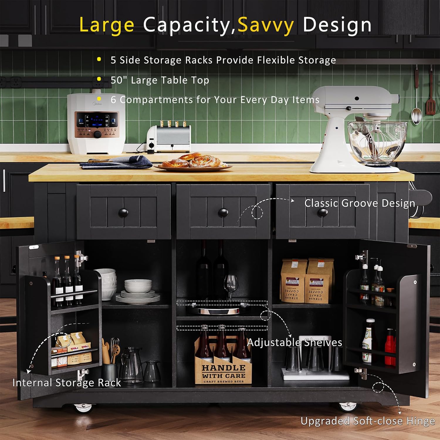 53 Inch Rolling Kitchen Island – обзор и цена Commercial Kitchen Outlets